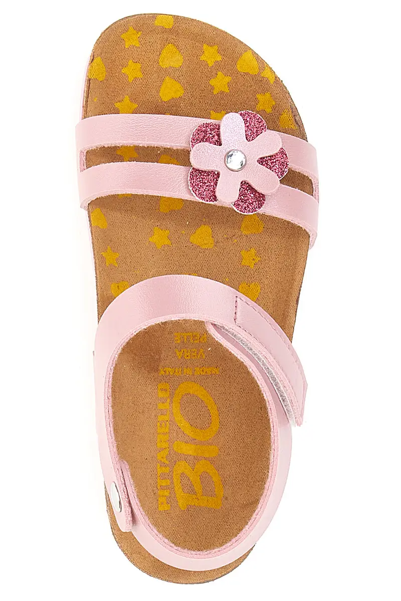 Sandali rosa con fiore glitter e plantare preformato Pittarello Bio 257A005SR miniatura 3