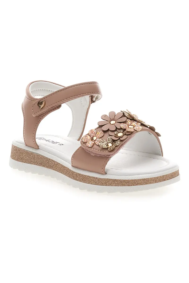 Sandali Rosa con Fiori e Chiusura a Velcro GRAZIE GIRL 283348 miniatura 2