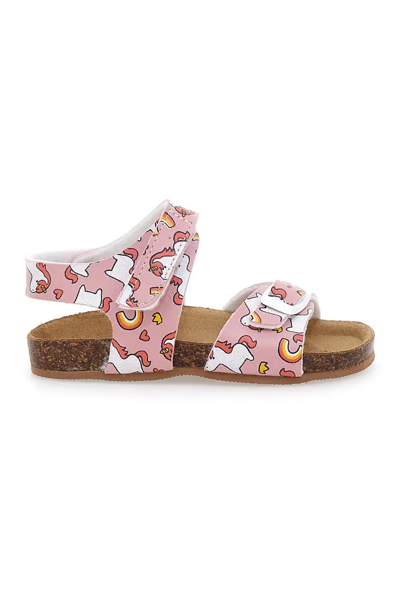 Sandali Rosa Con Strappi In Velcro Plantare In Pelle Pitt Kids 47327
