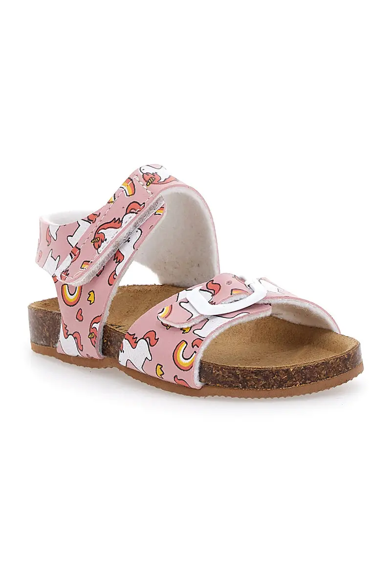 Sandali Rosa Con Strappi In Velcro Plantare In Pelle Pitt Kids 47327 miniatura 2