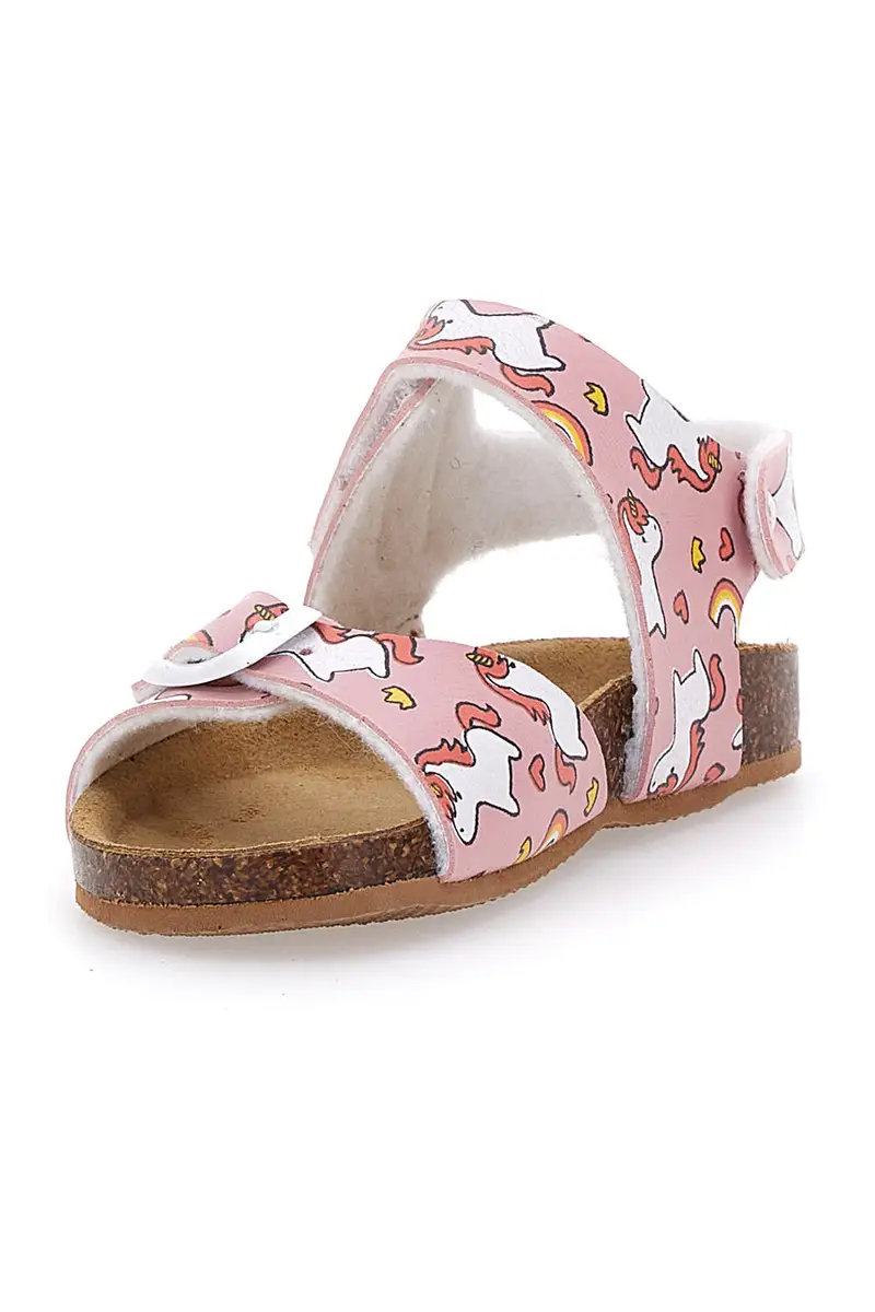 Sandali Rosa Con Strappi In Velcro Plantare In Pelle Pitt Kids 47327 miniatura 3
