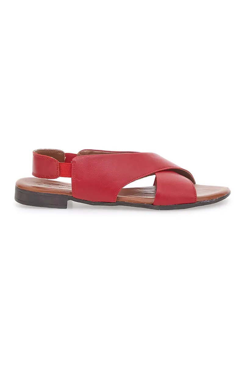 Sandali Rossi Flat In Vera Pelle Con Elastico Pittarello Look 225435