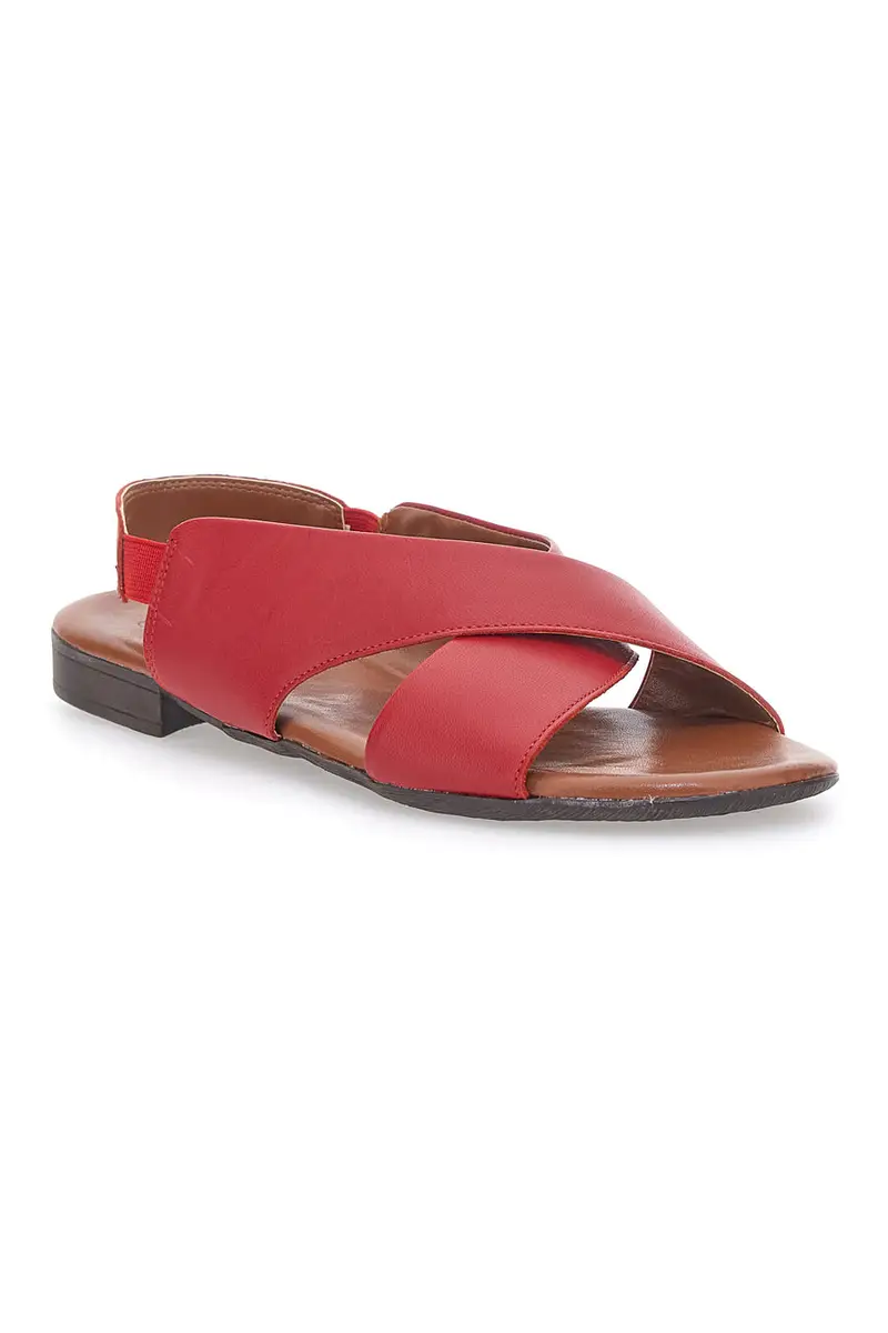 Sandali Rossi Flat In Vera Pelle Con Elastico Pittarello Look 225435 miniatura 2