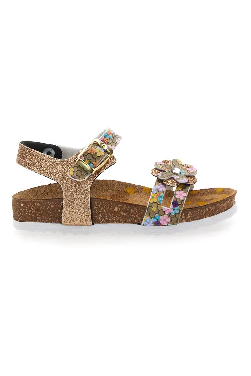 Sandali sabbia con fiore glitter Pittarello Bio 257A007SR