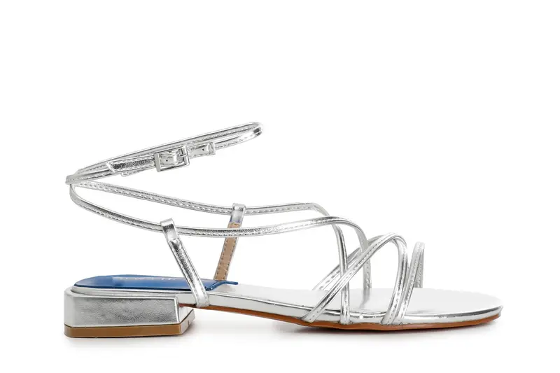 sandali schiava effetto laminato argento