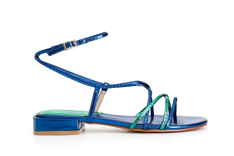 sandali schiava effetto laminato cobalto