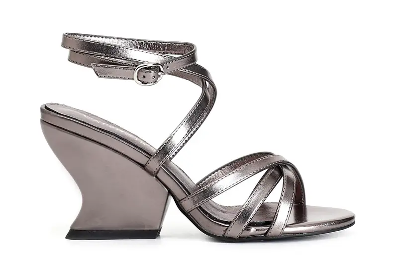 sandali schiava effetto laminato peltro 37