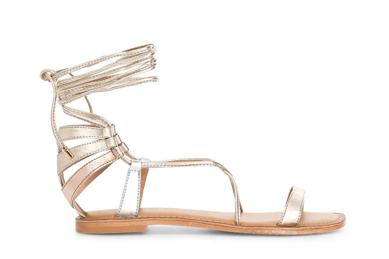 sandali schiava in pelle metallizzata platino
