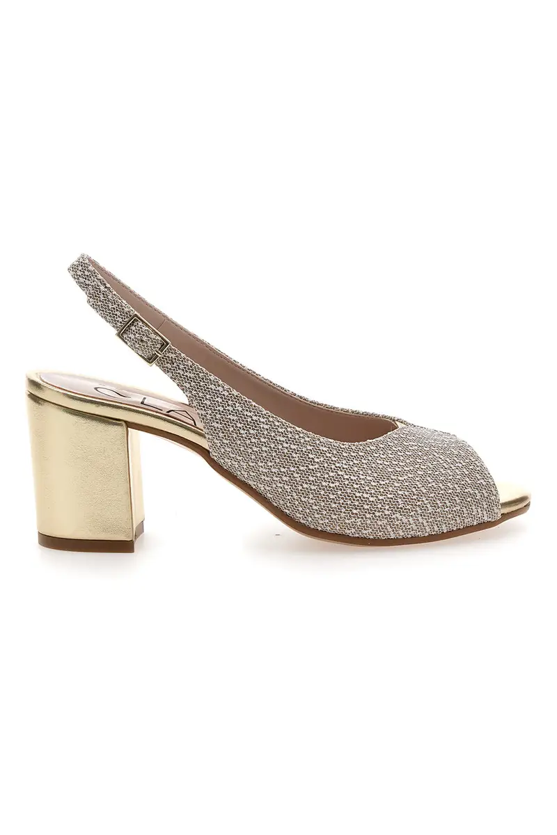 Sandali Slingback Platino con Tomaia Effetto Ricamo PITTARELLO GLMA 5991