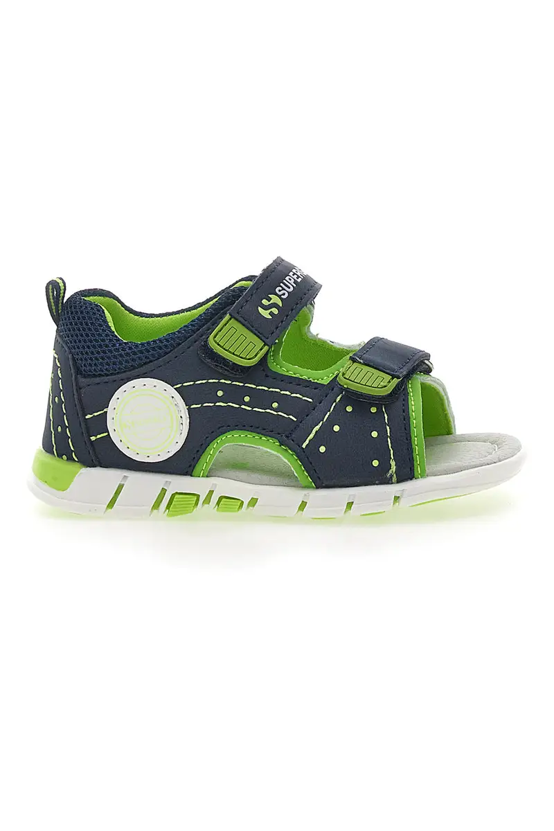 Sandali sportivi blu e verdi con velcro Superga S83U507