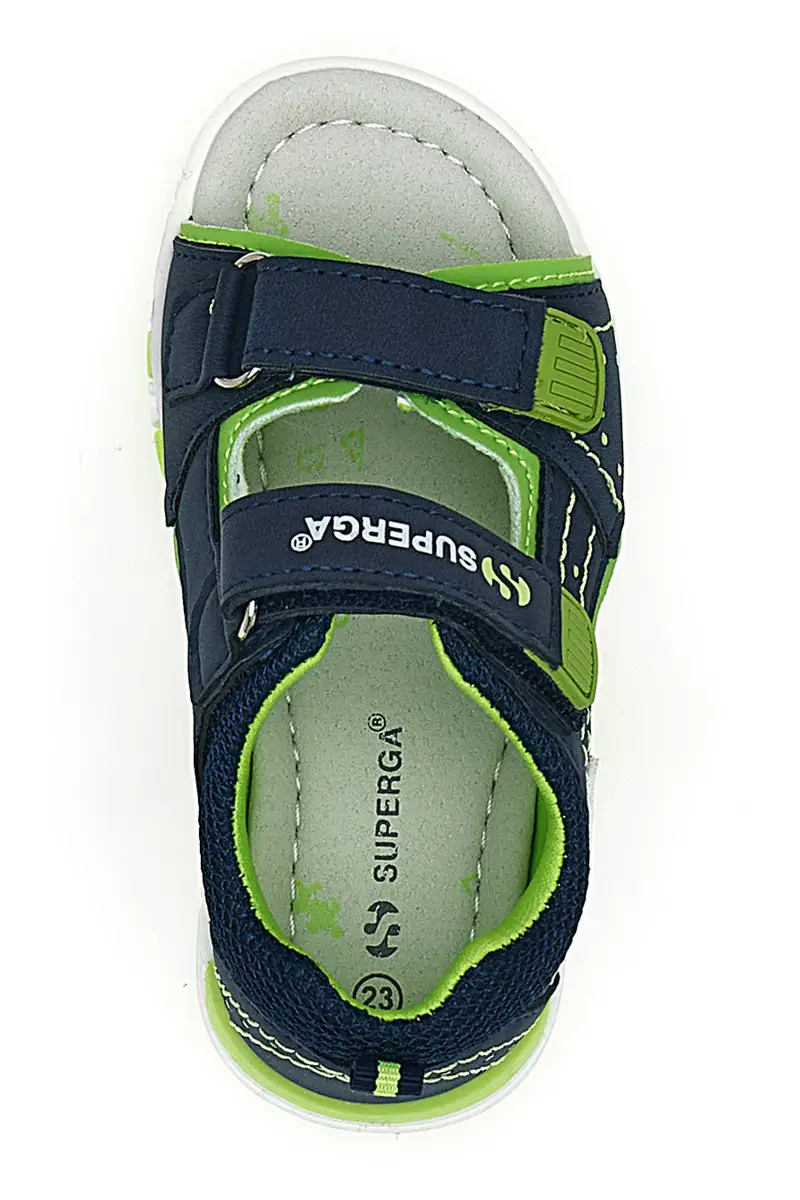Sandali sportivi blu e verdi con velcro Superga S83U507 miniatura 3