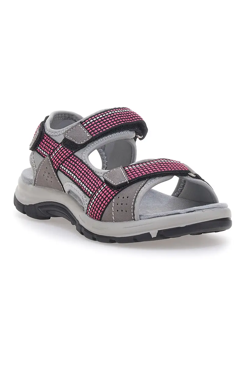 Sandali sportivi grigi e fucsia con chiusura a strappo TIGLIO 51358 miniatura 2