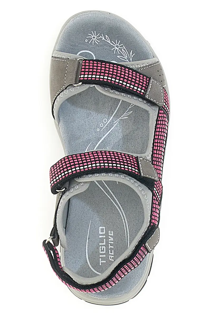 Sandali sportivi grigi e fucsia con chiusura a strappo TIGLIO 51358 miniatura 3