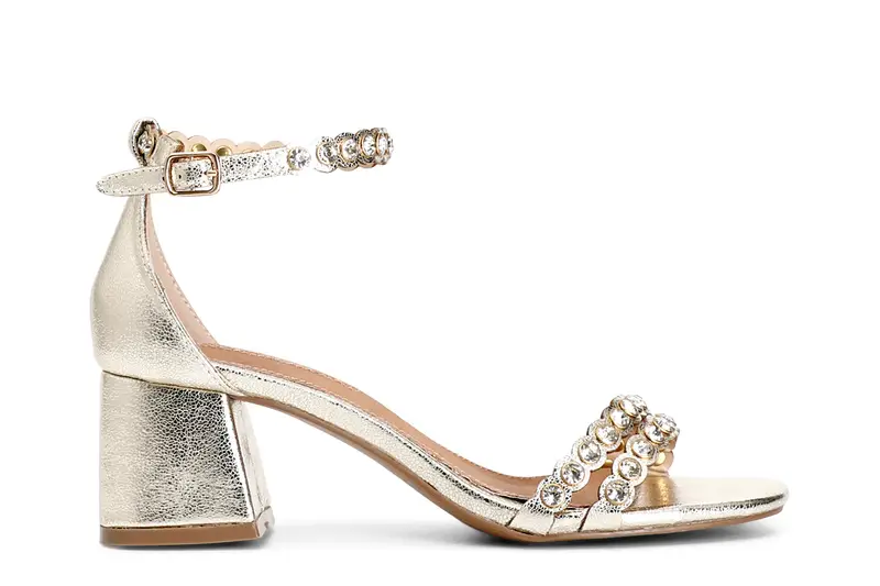 sandali toppone chiuso in metallizzato con strass platino 39