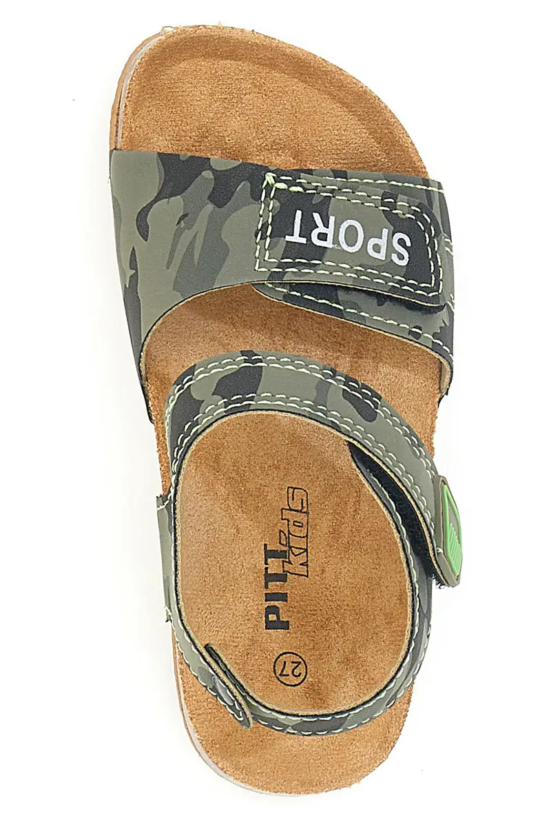 Sandali verdi con chiusura a strappo e scritta SPORT Pitt Kids 14513 miniatura 3