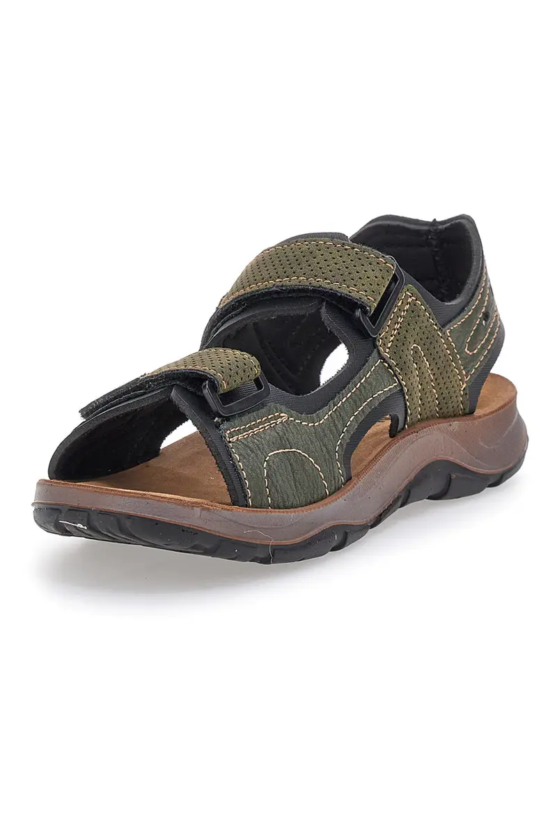 Sandali Verdi Con Strappi e Plantare In Pelle Inblu 08 To miniatura 3