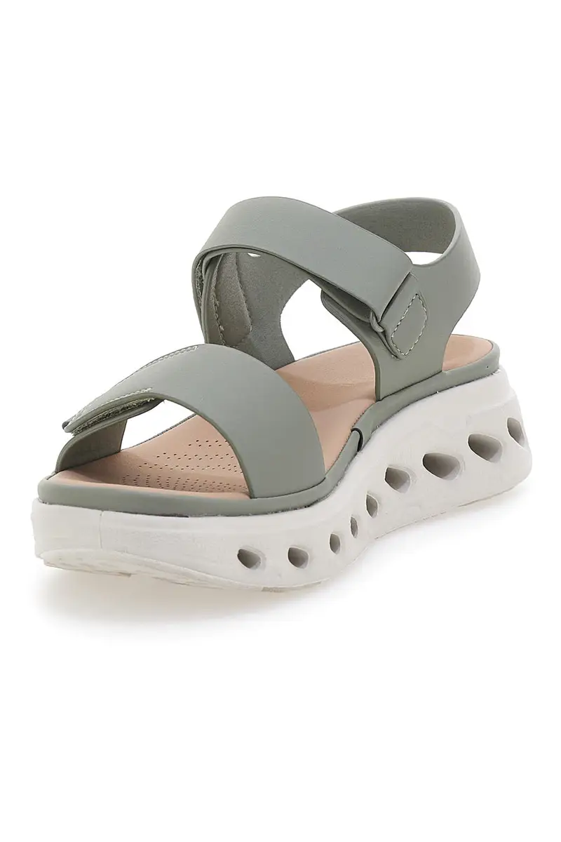 Sandali Verdi Con Strappo in Velcro e Suola Ammortizzata Plocadi G88382 miniatura 3