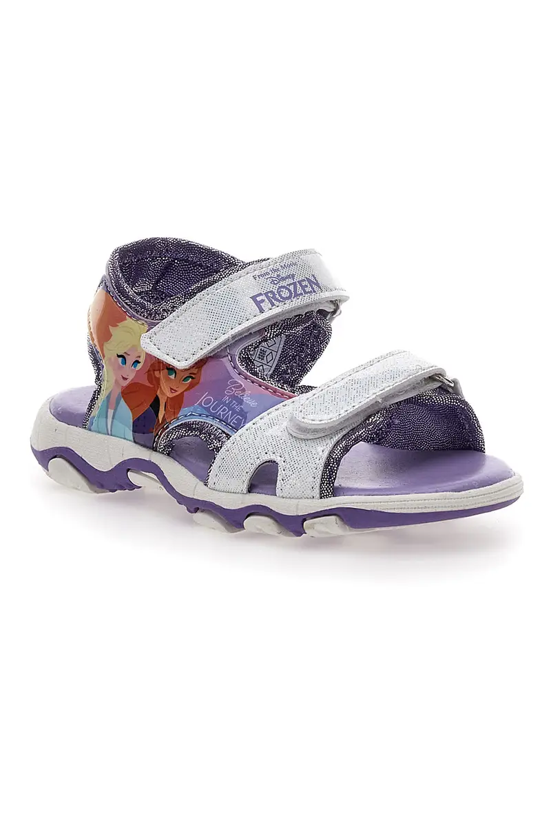 Sandali Viola e Argento Con Strappi In Velcro Frozen 17308 miniatura 2