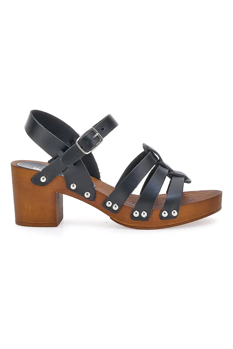 Sandali Zoccoli Neri Con Tacco 6 cm Pittarello Love 5759