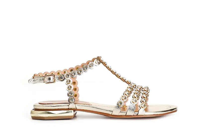 sandalo a "t" con strass platino