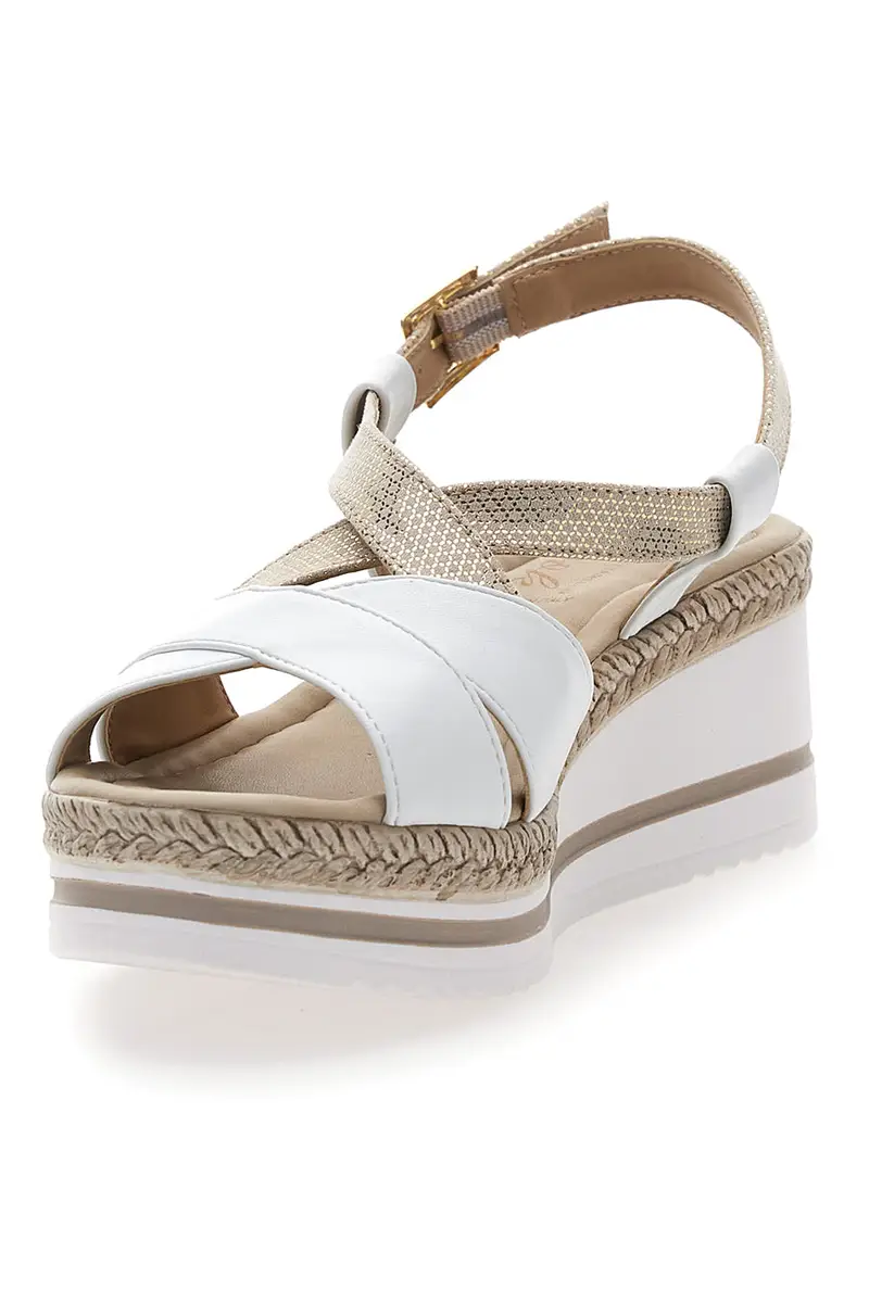 Sandalo Bianco e Platino con Zeppa Media PITTARELLO LOOK DC611109 miniatura 3