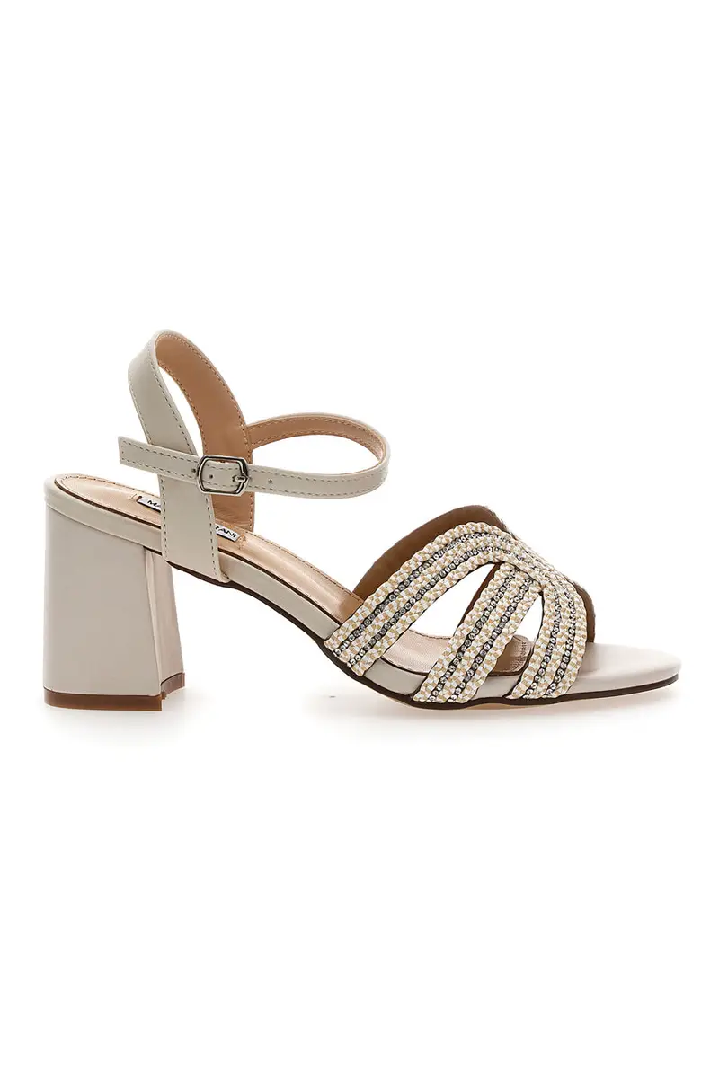 Sandalo biege con tacco a blocco MARIELLA BURANI 50650