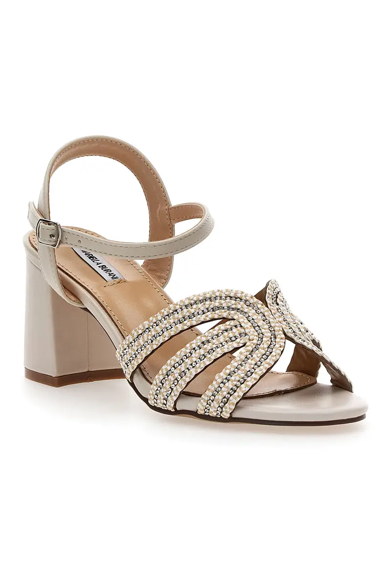 Sandalo biege con tacco a blocco MARIELLA BURANI 50650 miniatura 2