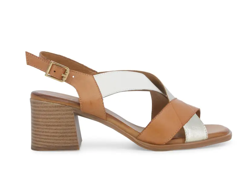 Sandalo donna in pelle nero multibeige k56110z