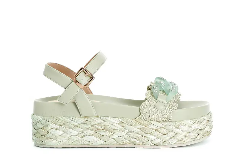 sandalo gilda in raffia e accessorio verde