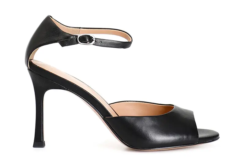 sandalo in pelle con laccio alla caviglia nero 40