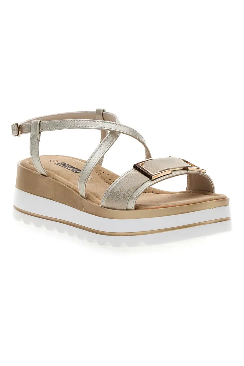 Sandalo oro con cinturino e zeppa ENERGY 494 miniatura 2