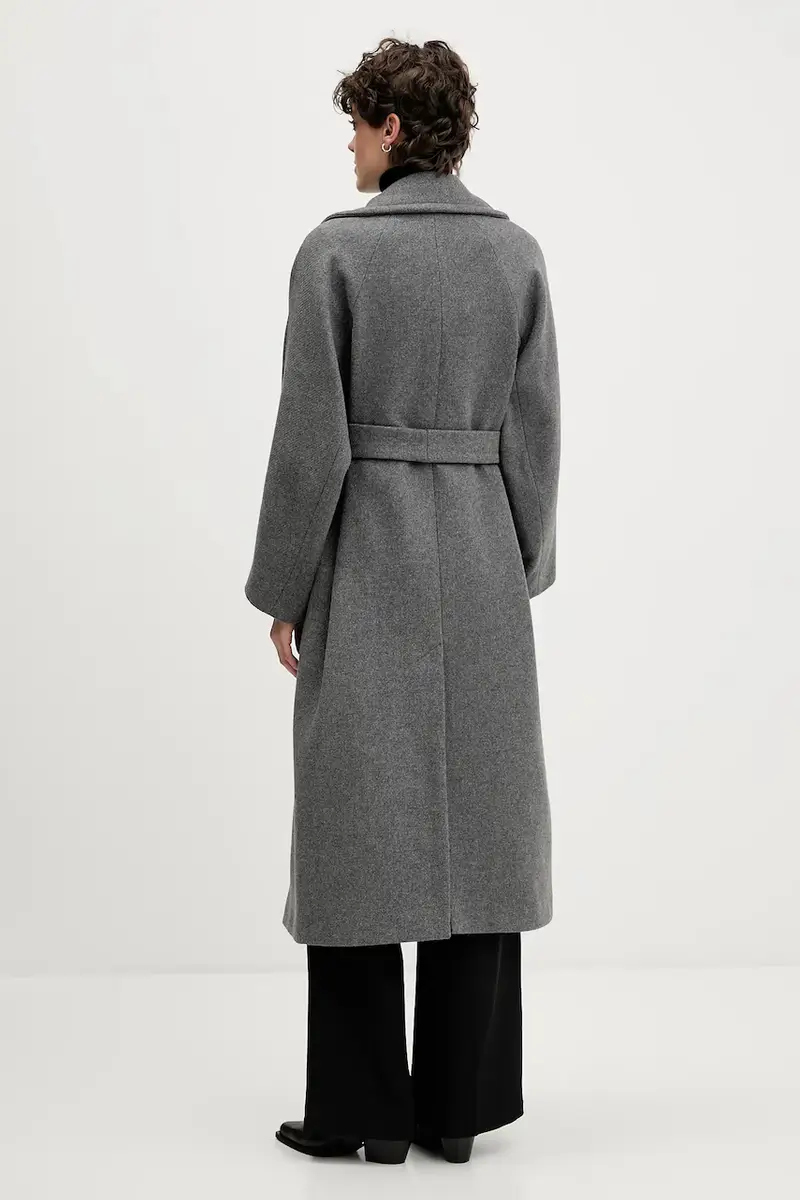 cappotto con lana colore grigio S18YBFRADA miniatura 3