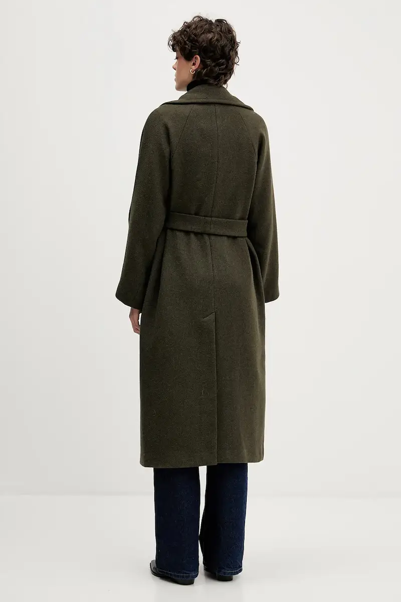 cappotto con lana colore verde S18YBFRADA miniatura 3