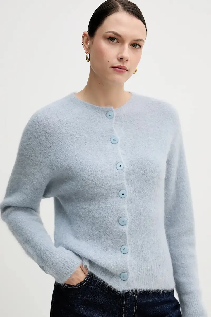 cardigan con alpaca colore blu S9YBFNESPOLO miniatura 4