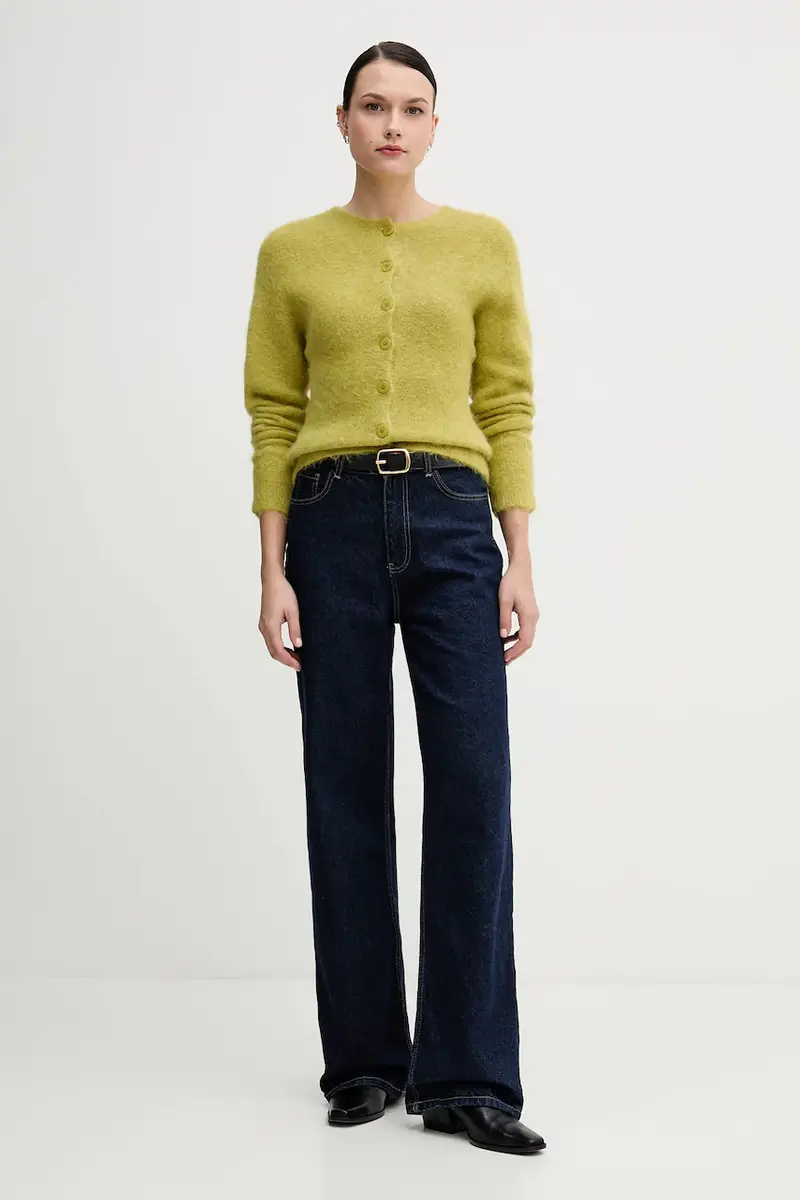 cardigan con alpaca colore verde S9YBFNESPOLO miniatura 2