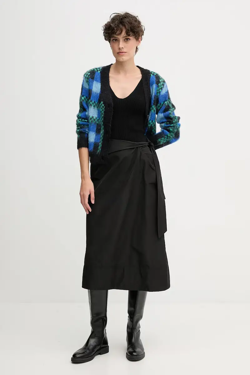 cardigan con lana colore blu S87YBFGOBBA miniatura 2