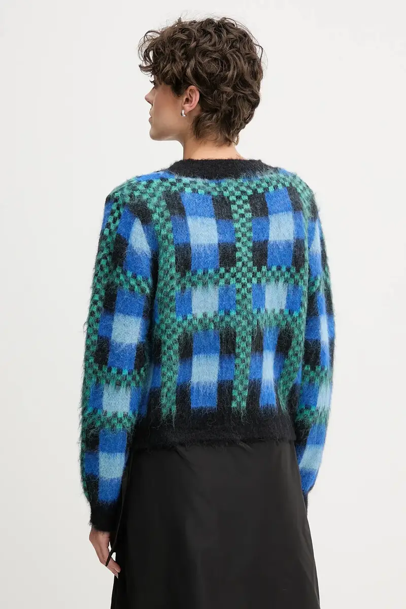 cardigan con lana colore blu S87YBFGOBBA miniatura 3