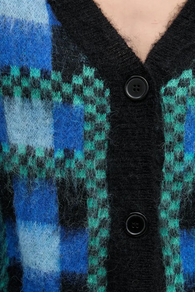 cardigan con lana colore blu S87YBFGOBBA miniatura 5