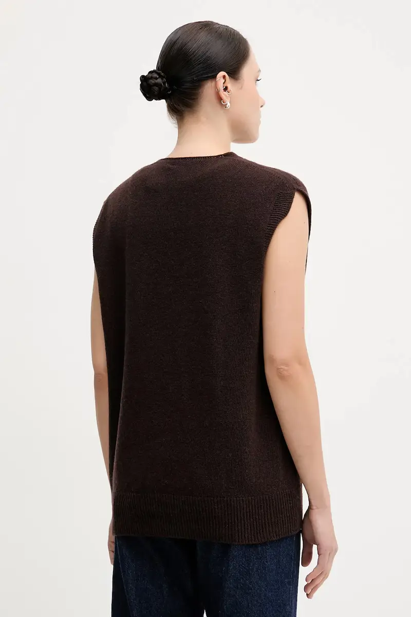 gilè in lana donna colore marrone S9YBFNICO miniatura 3