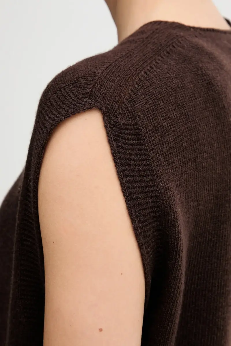 gilè in lana donna colore marrone S9YBFNICO miniatura 5