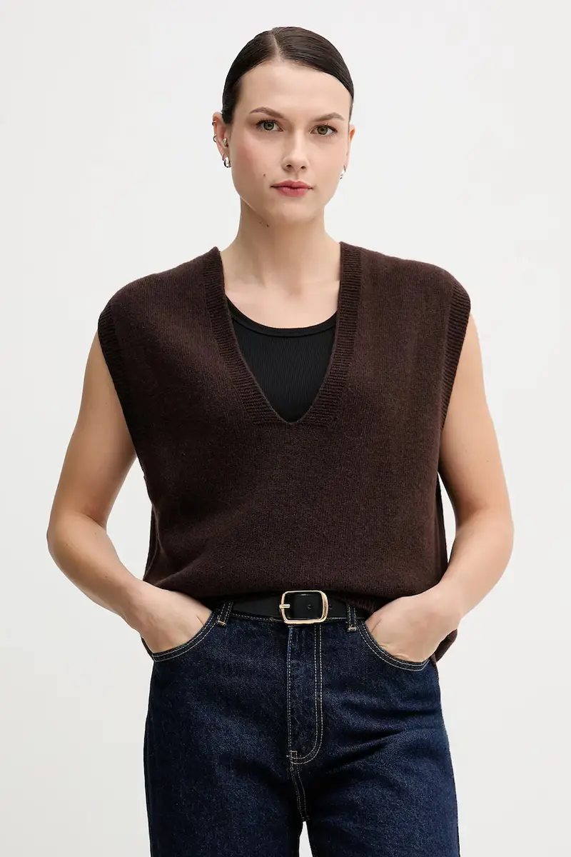 gilè in lana donna colore marrone S9YBFNICO