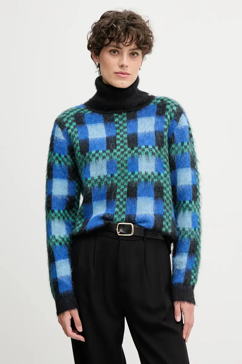 maglione con lana colore blu S87YBFGAVA