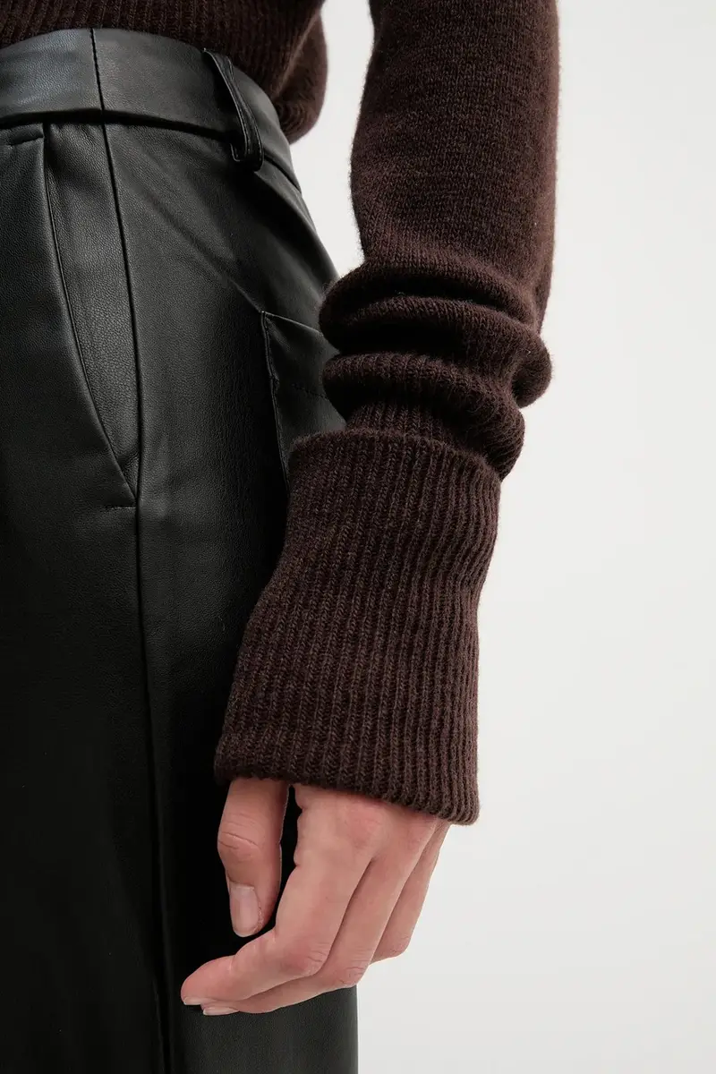 maglione in lana donna colore marrone S9YBFNOCE miniatura 5