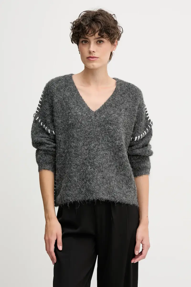 maglione in misto lana donna colore grigio S87YBFGAL