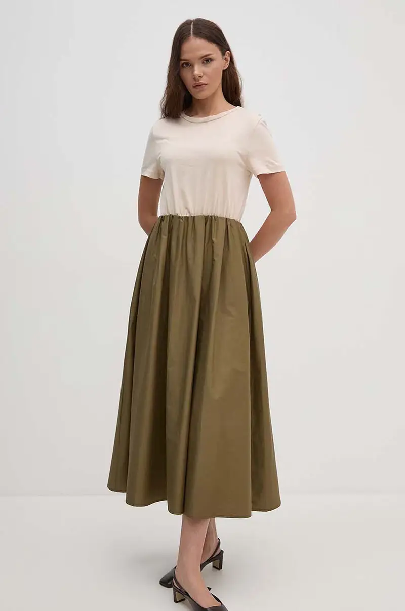 vestito in cotone colore beige SFS7XBDMARGOT miniatura 3