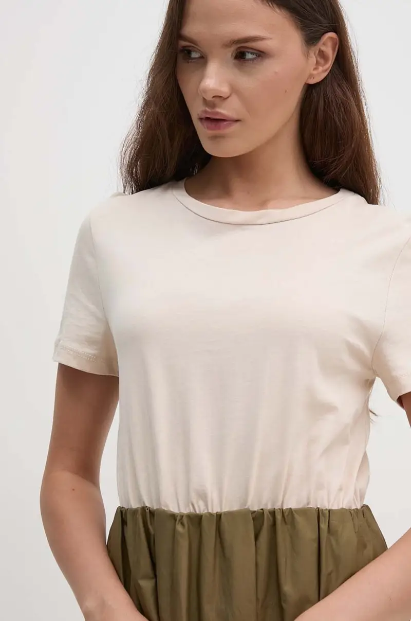 vestito in cotone colore beige SFS7XBDMARGOT miniatura 4