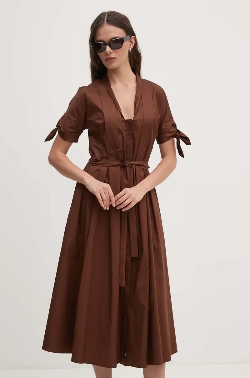 vestito in cotone colore marrone SFS31XBDSAVONAROLA