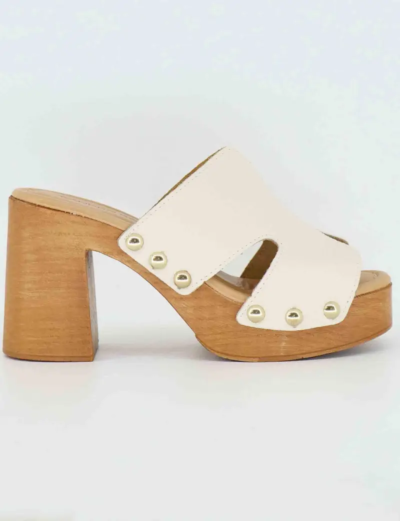 Zoccoli donna in pelle bianca Donna SR8484 100