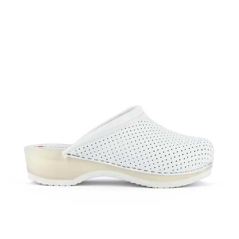 Ciabatte bianche sanitarie traforate in pelle