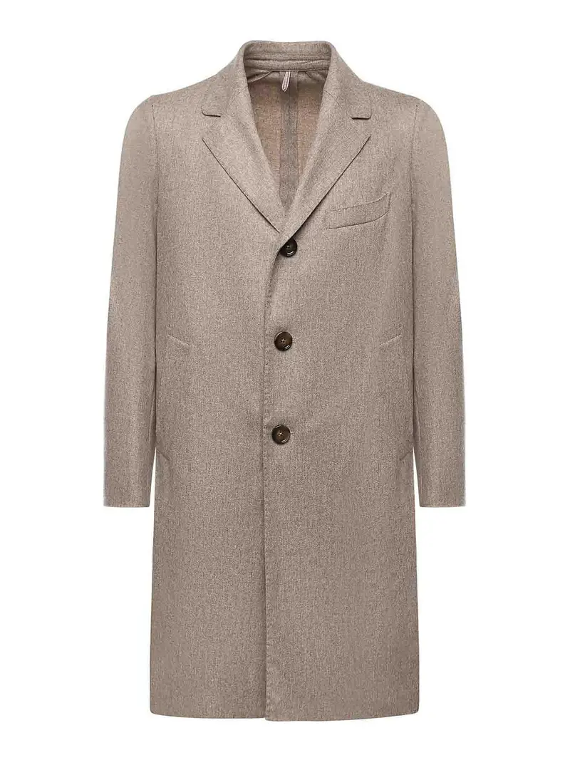 Cappotto monopetto in misto lana Beige